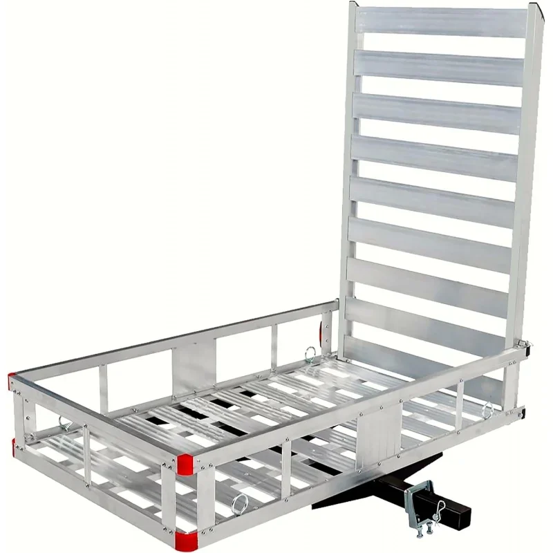 80779 50” x 29.5” Trailer Hitch Mount Aluminum Cargo Carrier with High Side Rails with 47” Ramp for RV's - 500 lb. & 50397 Trail