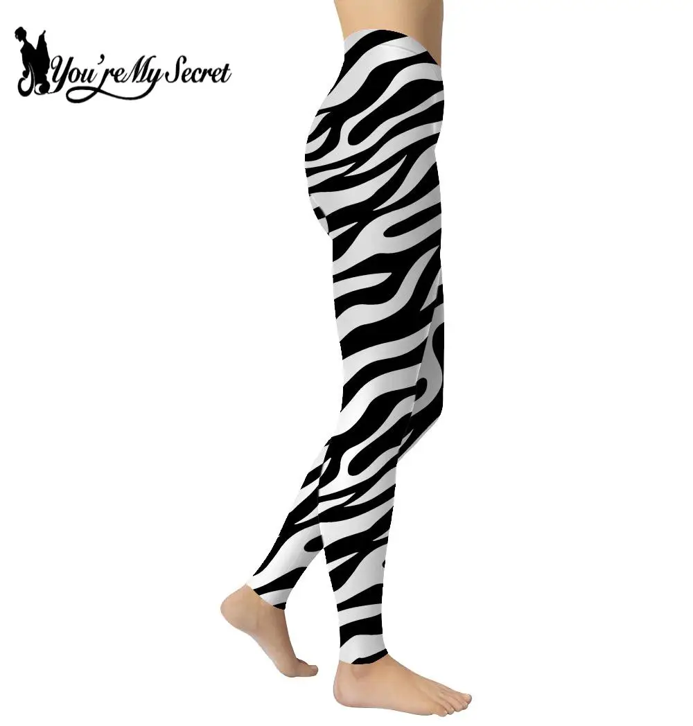 [You\'re My Secret]Women\'s Slim Fit Pants 3D Digital Printing Zebra Stripes Sexy Seamless Fitness Running Yoga Pants Leggings