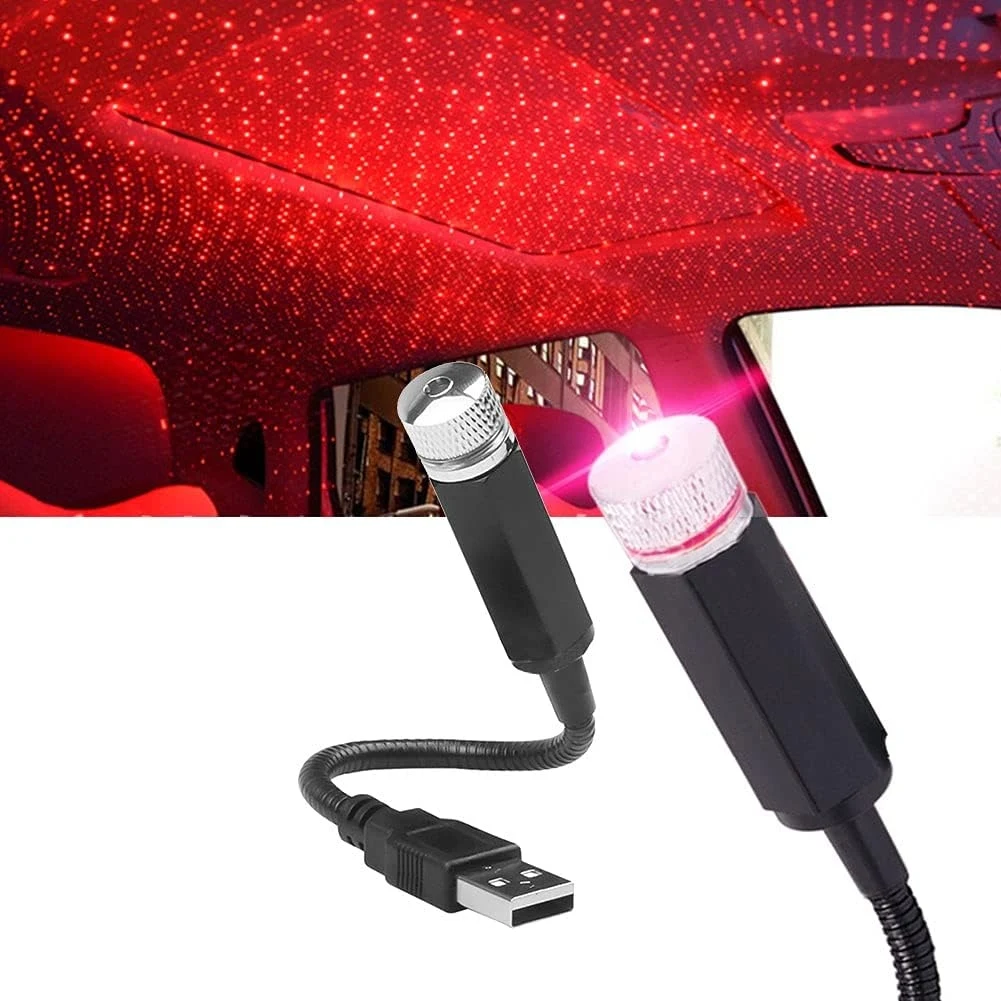 Mini Car Ceiling Starlight, Pack of 2 Car Roof Light Atmosphere Lights, LED Car Ceiling Starlight, USB Car Interior Atmosphere