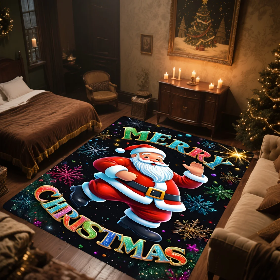 Festive Contemporary Flow Motif Rectangular Rug Decorative Non Slip Door Mat Versatile Accent For Gym Dance Studio Lounge