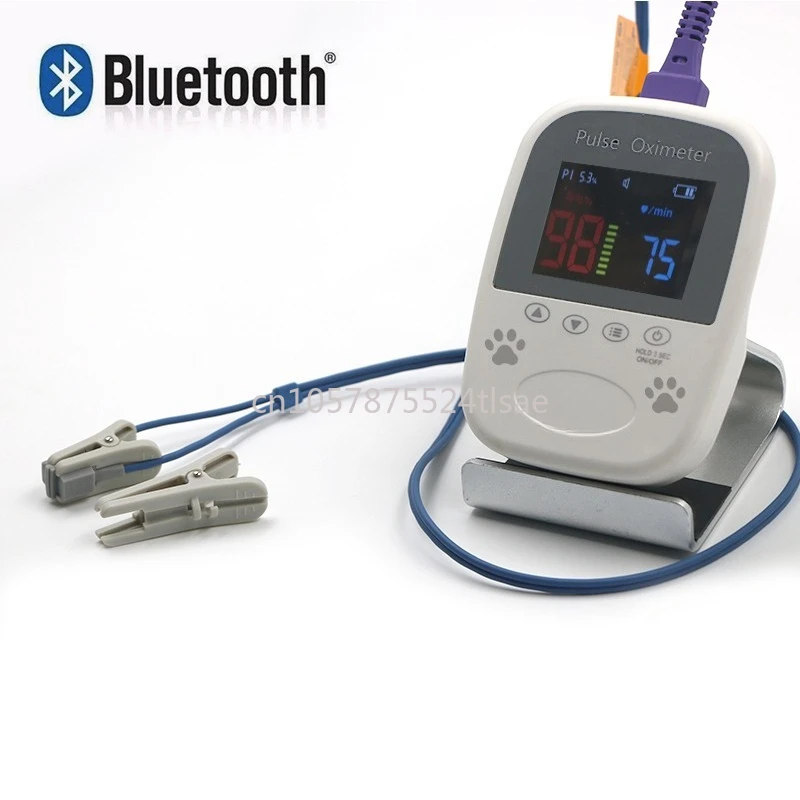 Palm Bluetooth Oximeter Portable Small Animal Blood Oxygen Pulse Rate Heartbeat Monitoring Pet Equipment for Veterinary