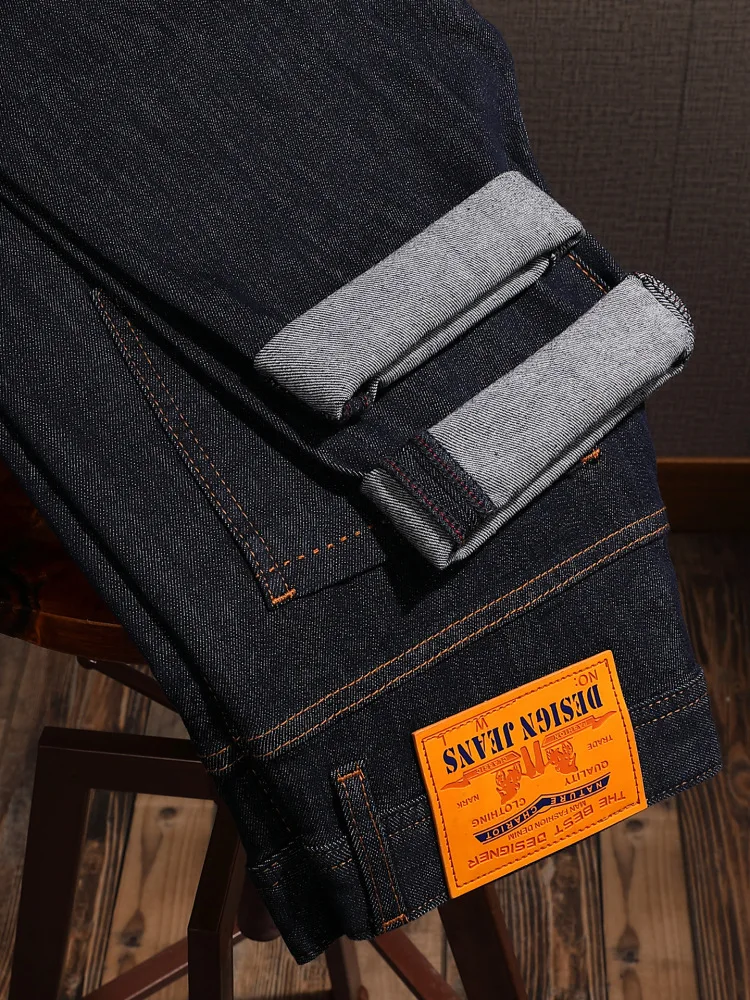 ファッション シンプル 高級感 ソリッドカラー ジーンズ メンズ ソリッドカラー トレンド カジュアル ストレッチ ストレートレッグパンツ