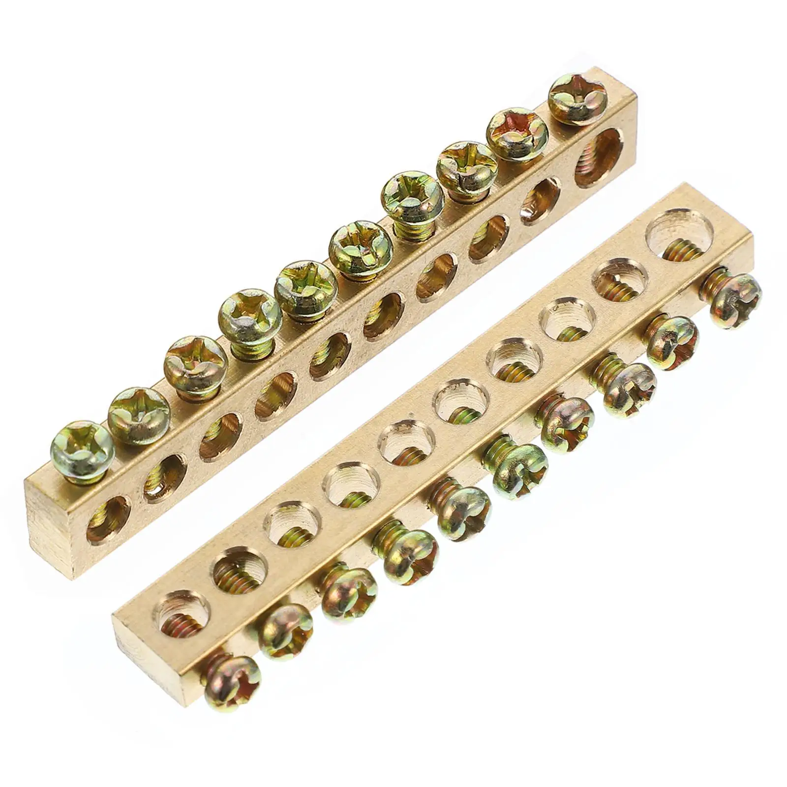 

4 pcs Copper Wire Terminal Block Connector Golden Electrical Grounding Bars High Strength Screw Terminals Anti Oxidation