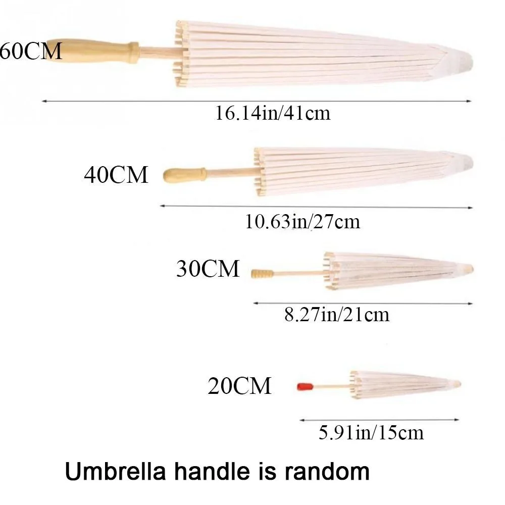 White DIY Long-handle Wedding Birthday for Baby Shower Anniversary Dance Prop Photography Prop Painting Supplies Paper Umbrella