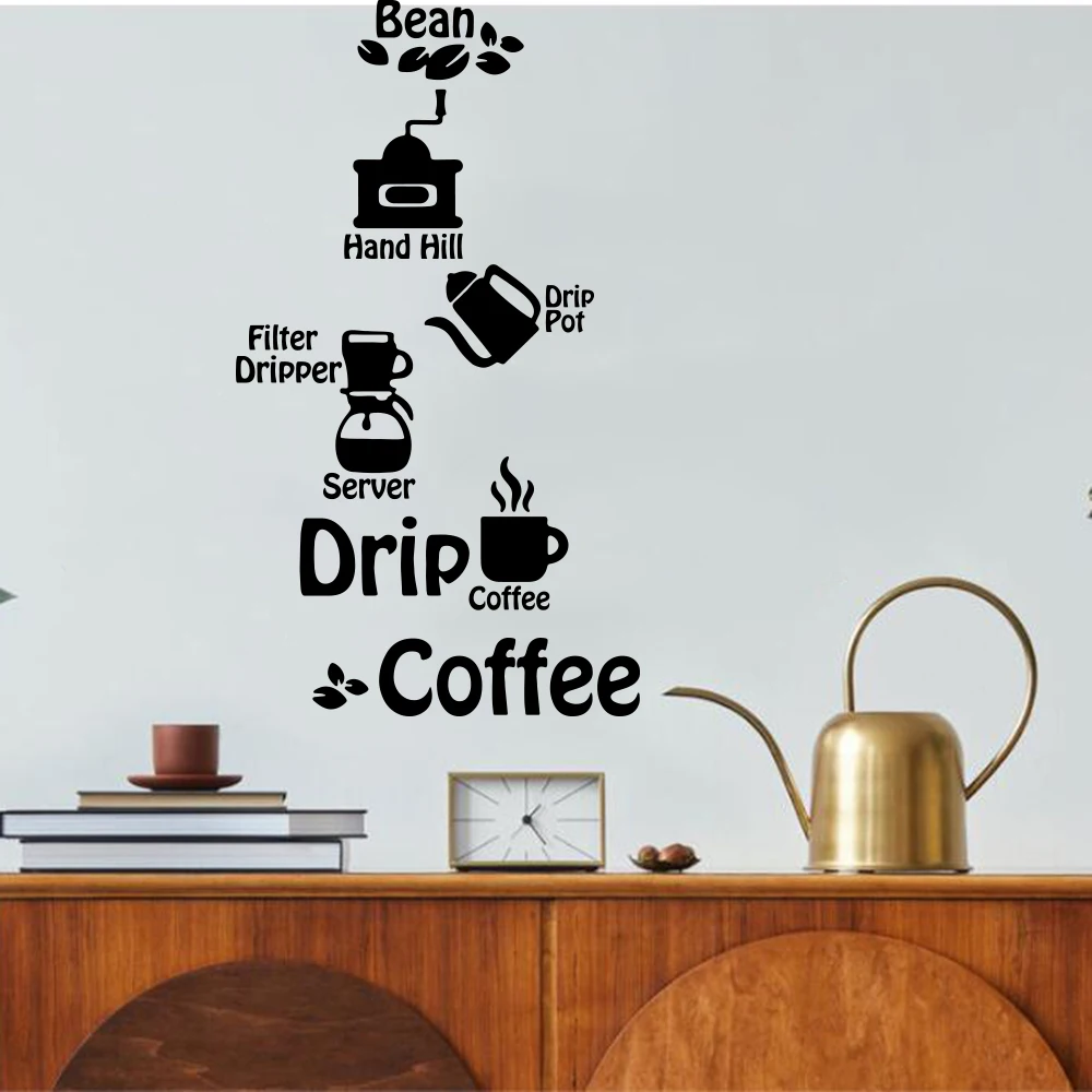 

Drip Pot Filter Dripper Coffee Wall Sticker Decal Drink Cafe Coffee Mug Kitchen Restaurant Home Decor