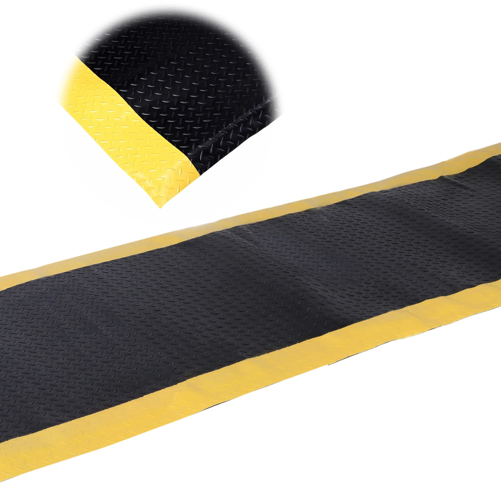 

144x36inch Antistatic Anti-slip Mat with Safety Yellow Border Thicked Sponge Anti-Fatigue Floor Mat for Workshop Garage