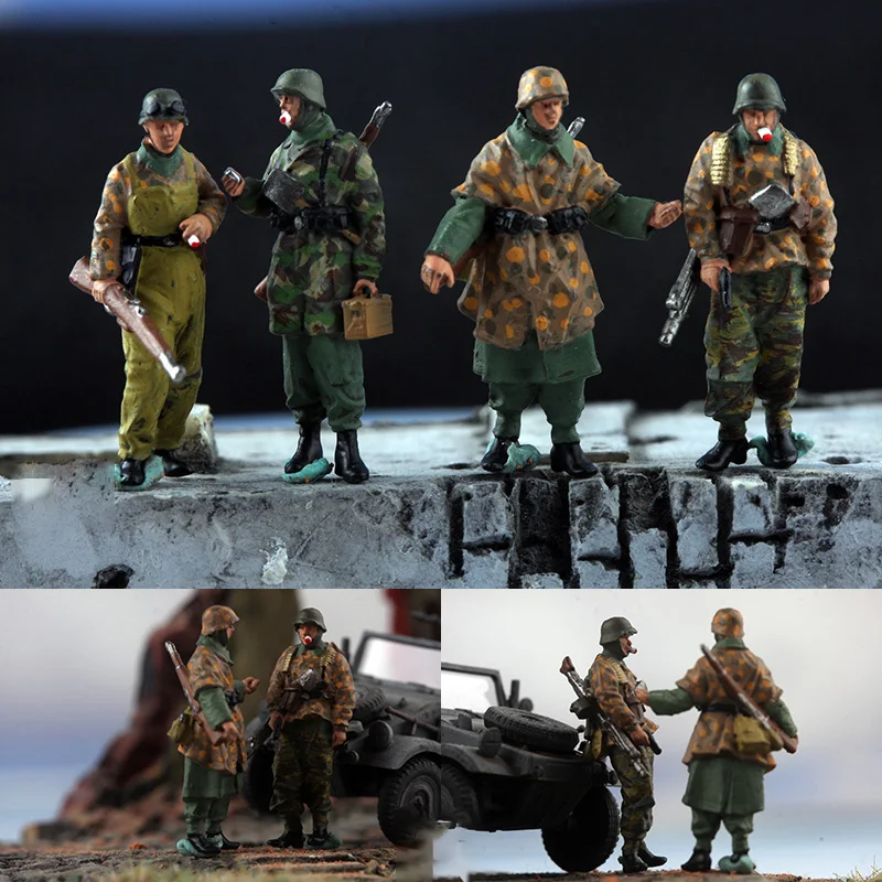 

1:72 Scale Resin German Winter Battlefield March 4-person Scene Accessory Model Adult Toys Classics Gift Souvenir Static Display