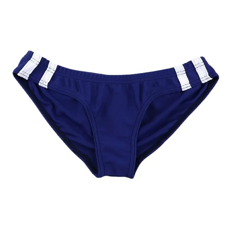 Men's Cotton Brief Underwear, Side Contrast White Stripe Design Low Rise High Elastic Breathable Sexy Male Bikini Panties