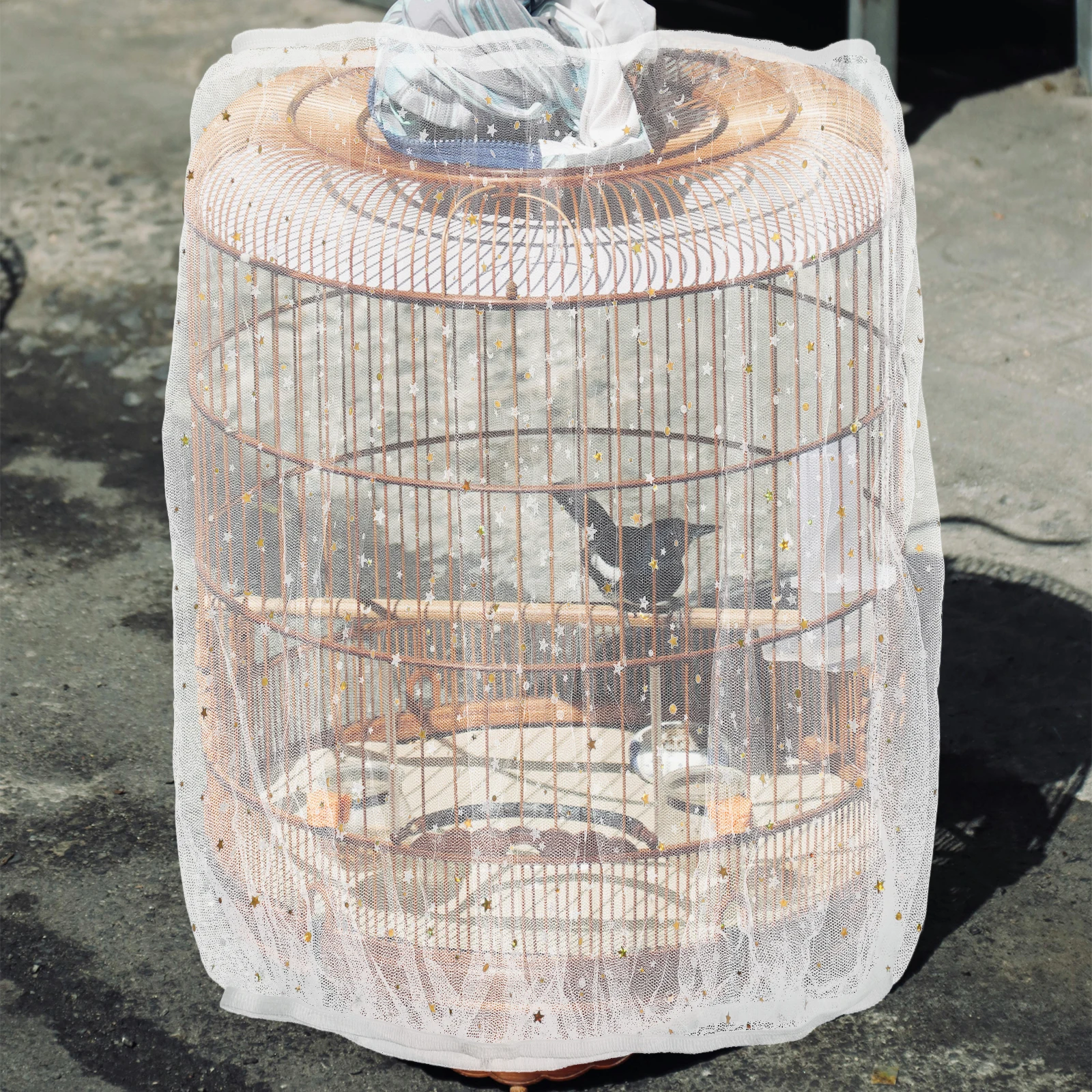 

Birdcage Protective Cover for Parrot Mesh Skirt Net Food Catcher Night Cover Airy Design Lightweight