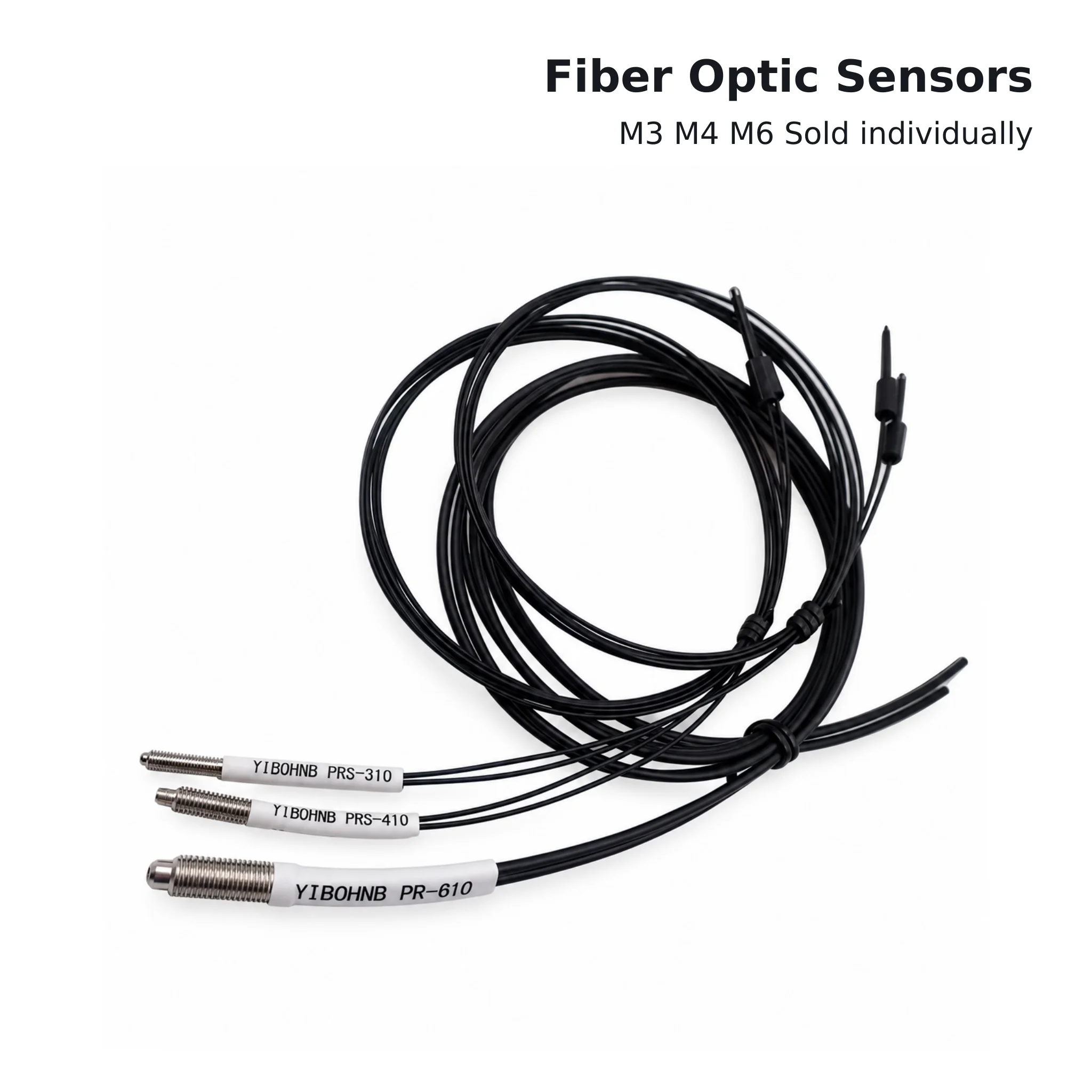 Fiber Optic Sensor Heads M3 M4 M6 1m 2m 3m Diffuse Reflective PRS310 PRS410 PR610 Optional FV V21 NPN Amplifier for Automation