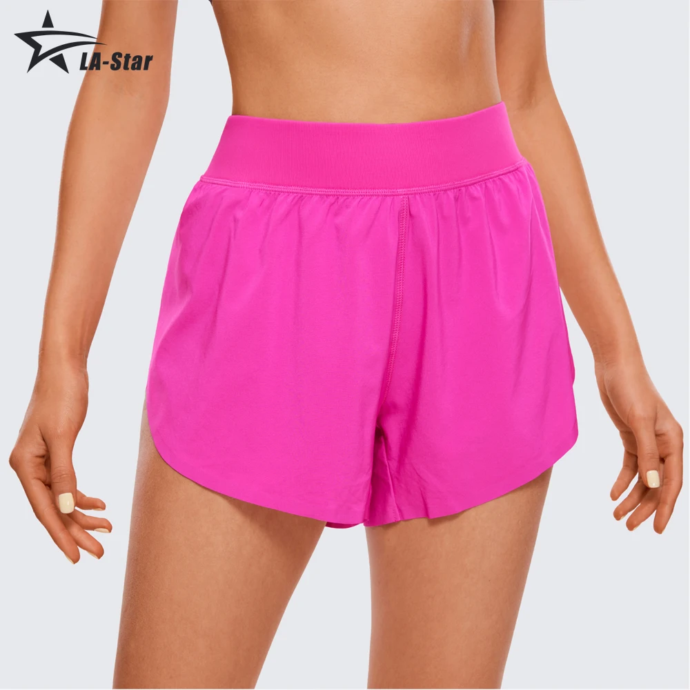 

Mid Rise Running Shorts for Women Quick Dry Lightweight Liner Split Dolphin Athletic Gym Workout Shorts