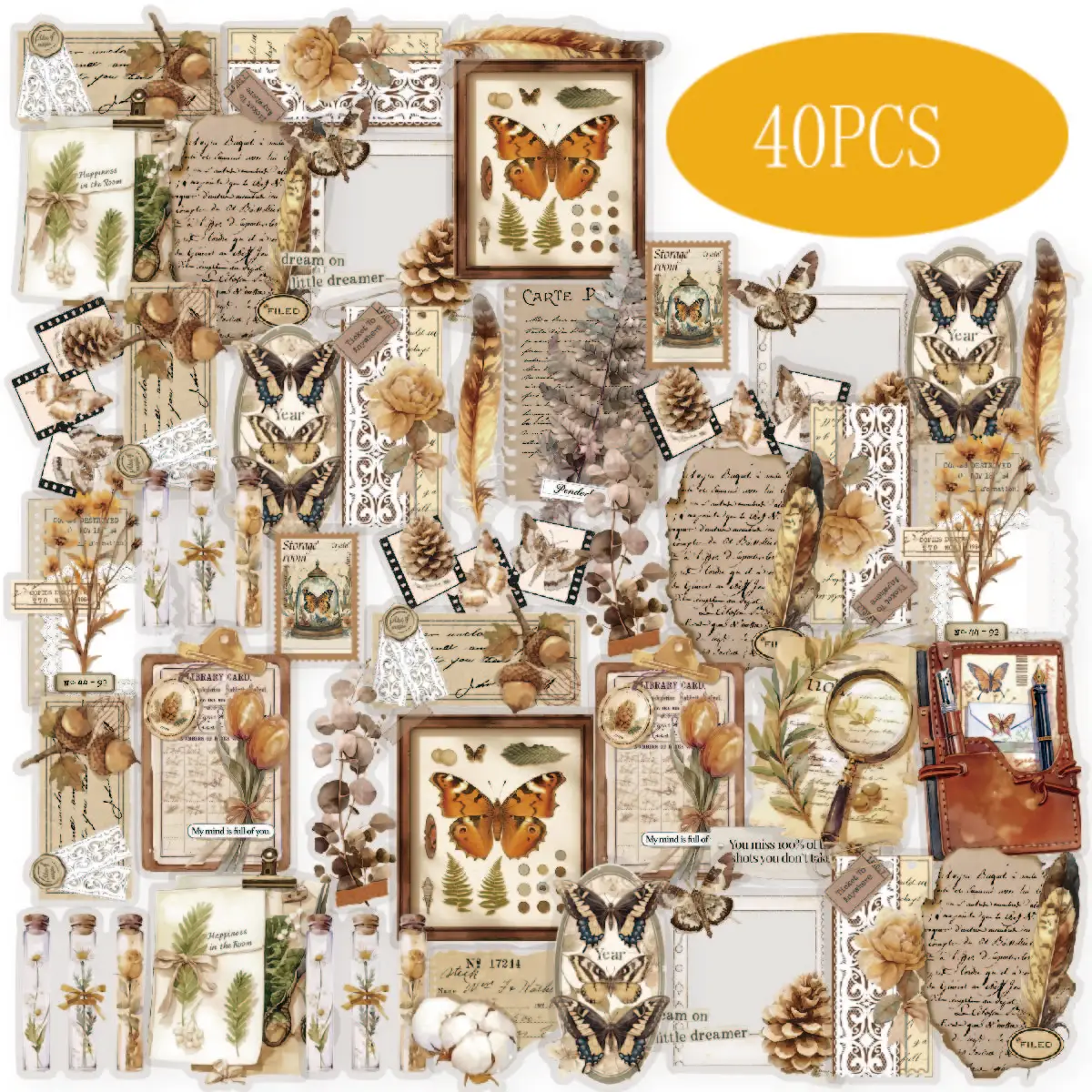 Etori Life Sunset Monologue Vintage لون القهوة رسالة صورة ظلية ملصقات نمط لمستلزمات سكرابوكينغ، تغليف صندوق الهدايا، ديكور الغرفة، المغلفات، المجلات، دفاتر الملاحظات، ملصقات الهاتف، ملصقات الأطفال، الحرفية المقطوعة بالقالب