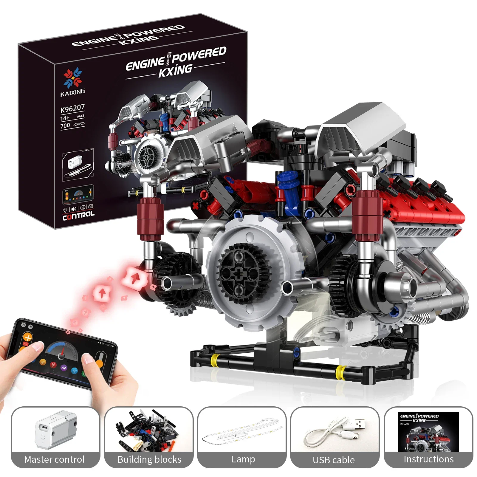 

MOC Technical Supercar V8 Motorized Engine Building Blocks 700PCS STEM Educational Toy for Kids
