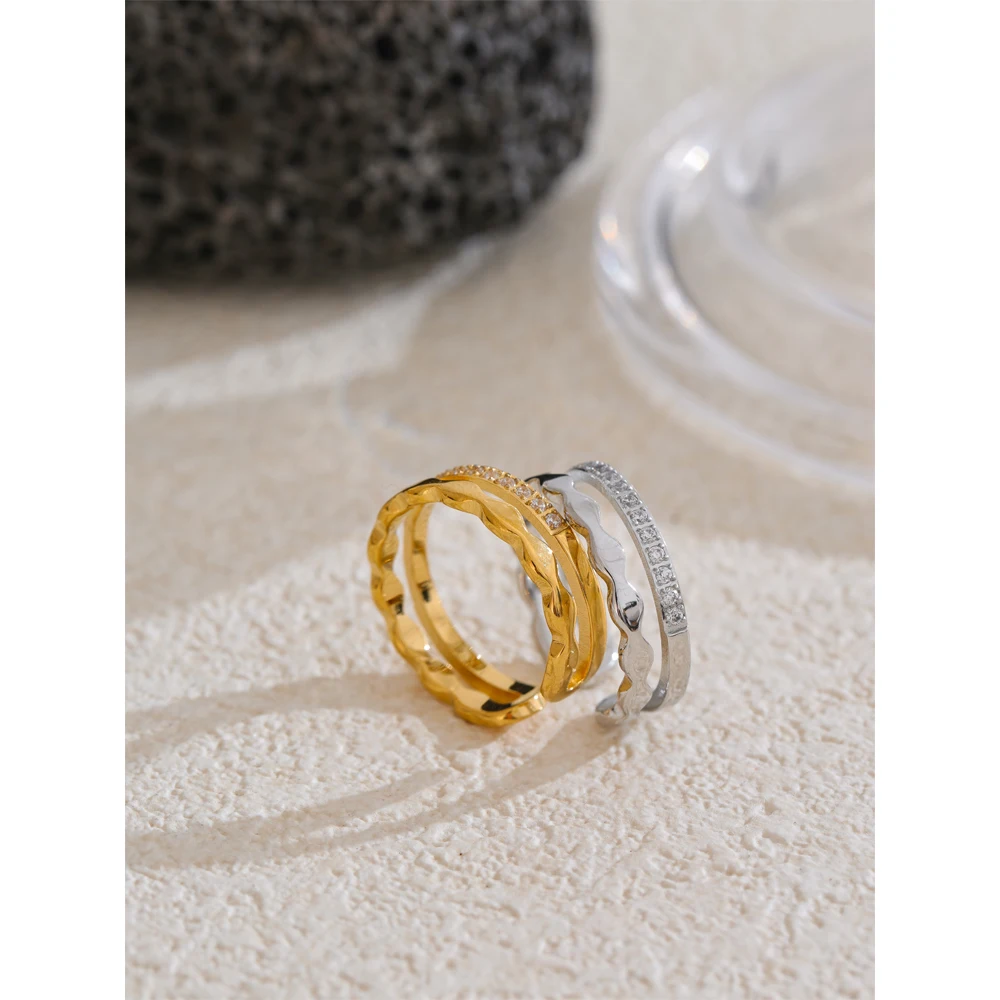 Yhpup-Bague Ouverte Double Couche Réglable en Acier Inoxydable, Cubique Exquise, Haute Qualité, Cadeau, Accessoires de Bijoux, Nouveau SION L