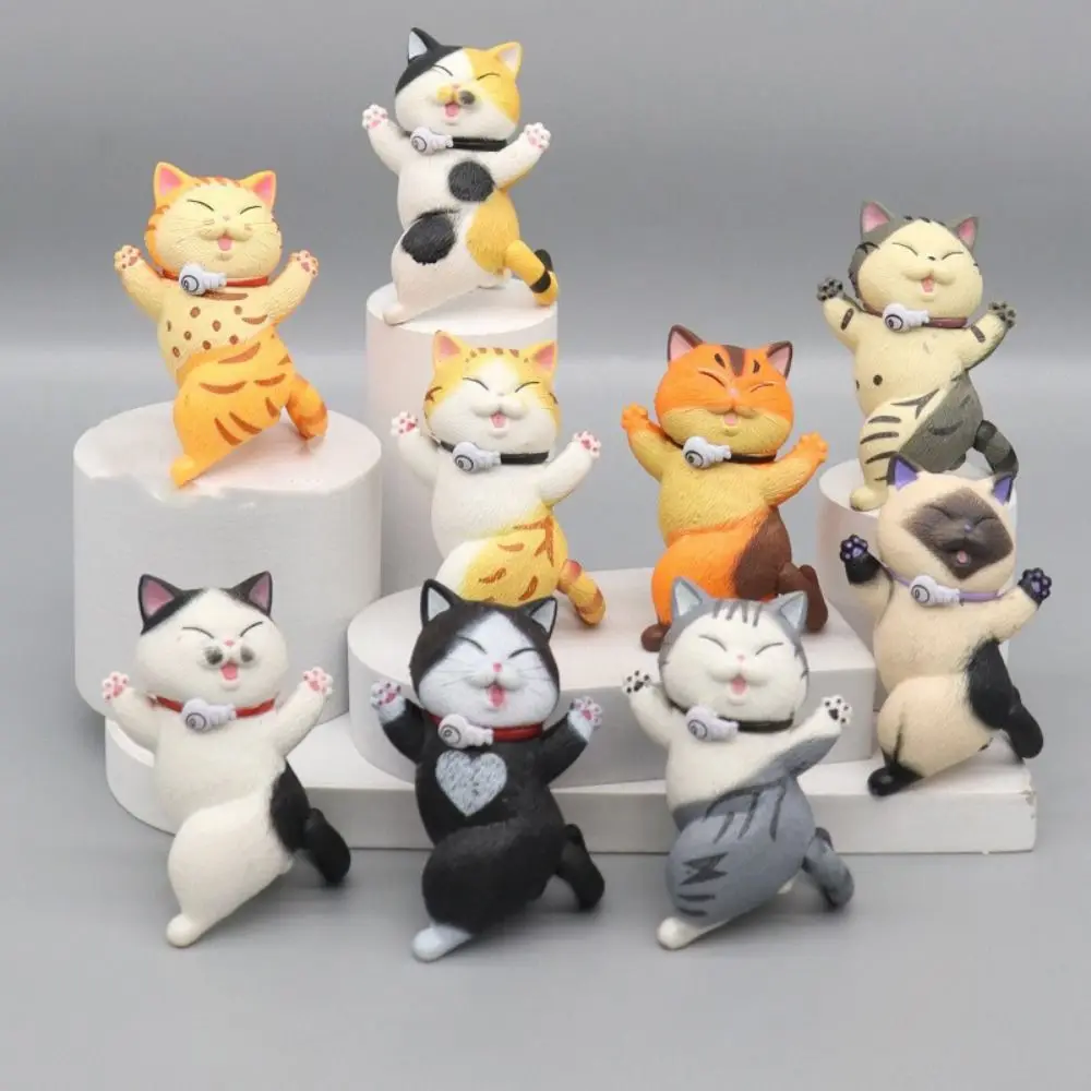 PVC Statue Simulated Cat Model Doll Turn Around Dancing Cat Cheer Cat Figure Toy Creative Mini Mini Cat Ornament Birthday Gift