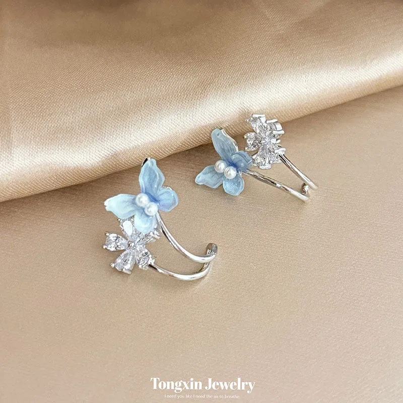 Zircon flower niche light luxury butterfly temperament stud design sense of senior temperament fashion personality stud