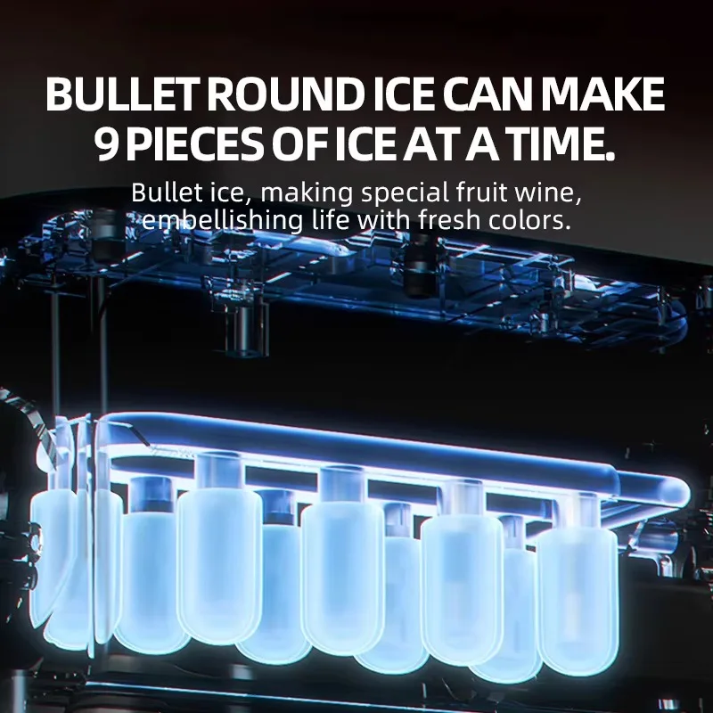 

Block ice machine countertop ready in 6 minutes, portable sonic ice machine with basket and spoon