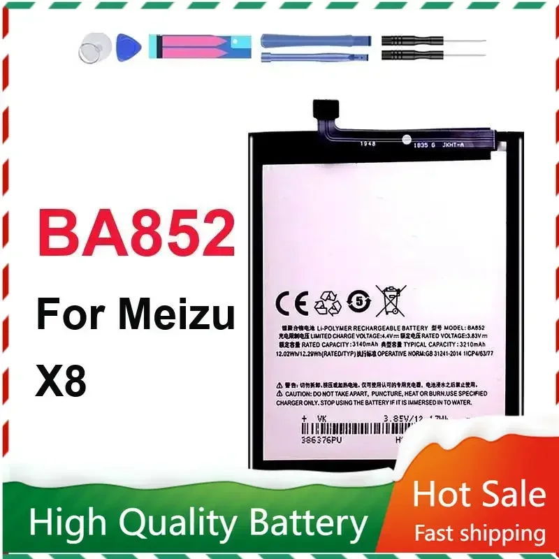 

New 3210mAh BA852 High Quality Battery for Meizu X8 , X 8 Standard Edition Mobile Phone Batteries Warranty + Track Code