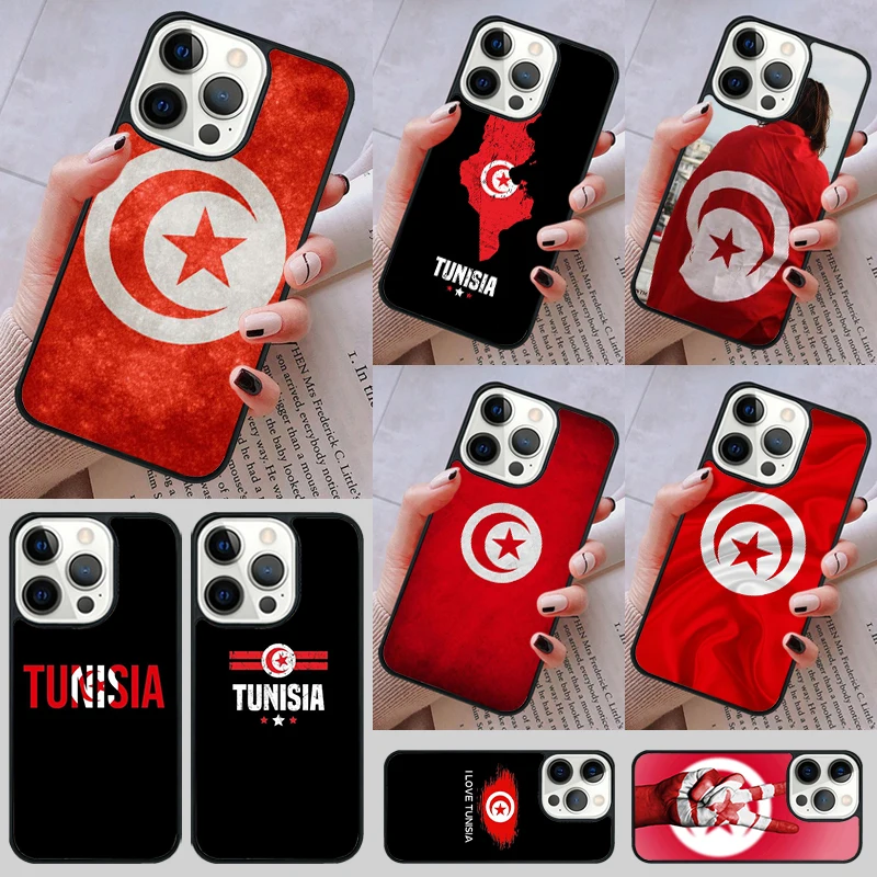 Tunisia Flag Map Phone Case cover For iPhone 14 13 15 16 Pro Max Coque 12 11 Pro Max For Apple 8 PLUS 7 6S fundas