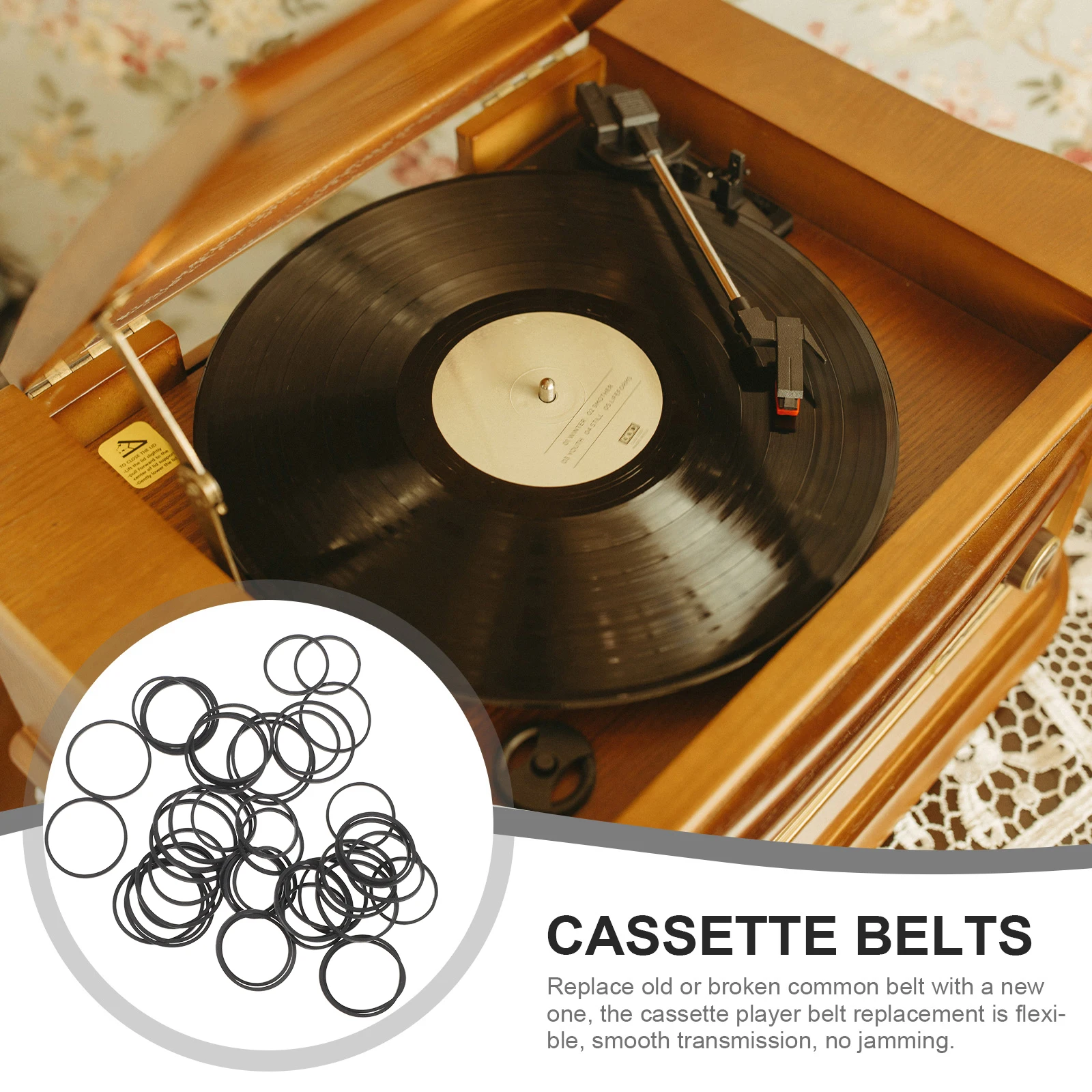 

50 Pcs Belt Repeater Cassette Replacement Turntable Belts Recorder Players Tape Rubber Band