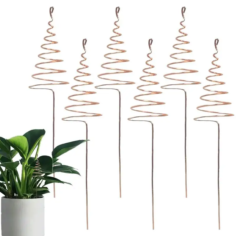 6pcs Electroculture Copper Gardening Antenna Copper Coil Wire Antennas Garden Stakes Strong Spiral Rods For Growing Plants