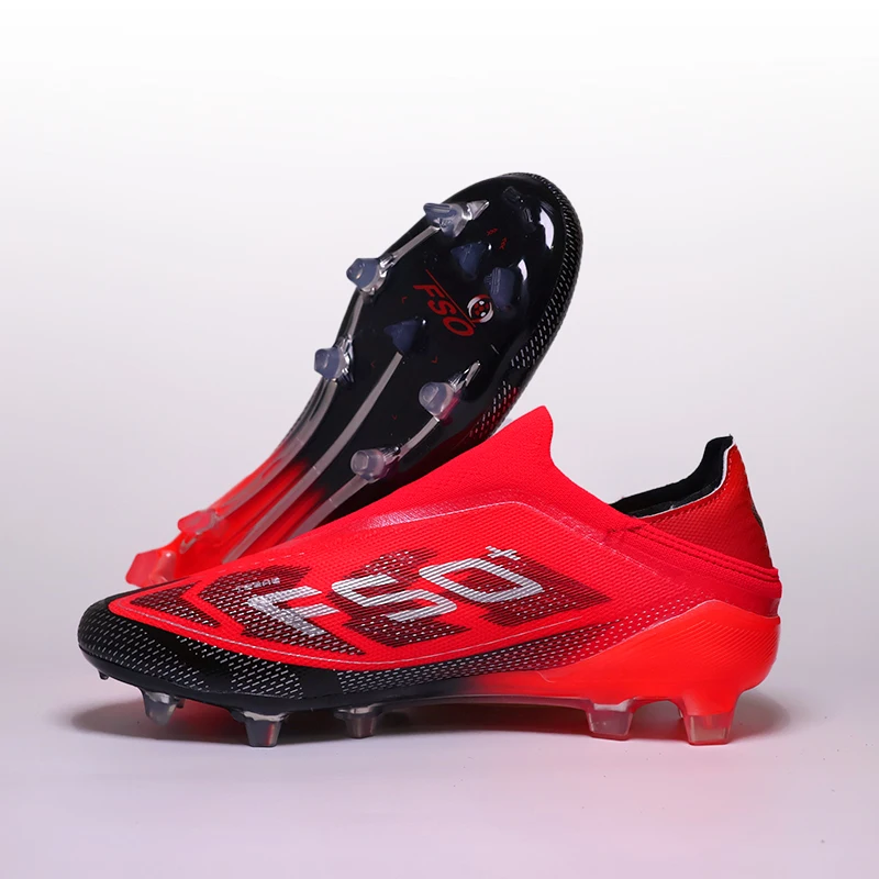 

Without-Lace F50Pro Mens Soccer Shoes Boys FG Football Boots Long Spikes Training Sports Sneakers Filed Football Shoes eur 35-45