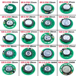 1piece 8 Ohm 0.25W 0.5W 16/32Ohm Horn Loudspeaker 8R 16R 32R 20mm 21mm 23mm 27mm 29mm 36mm 40mm Diameter Loud Speaker