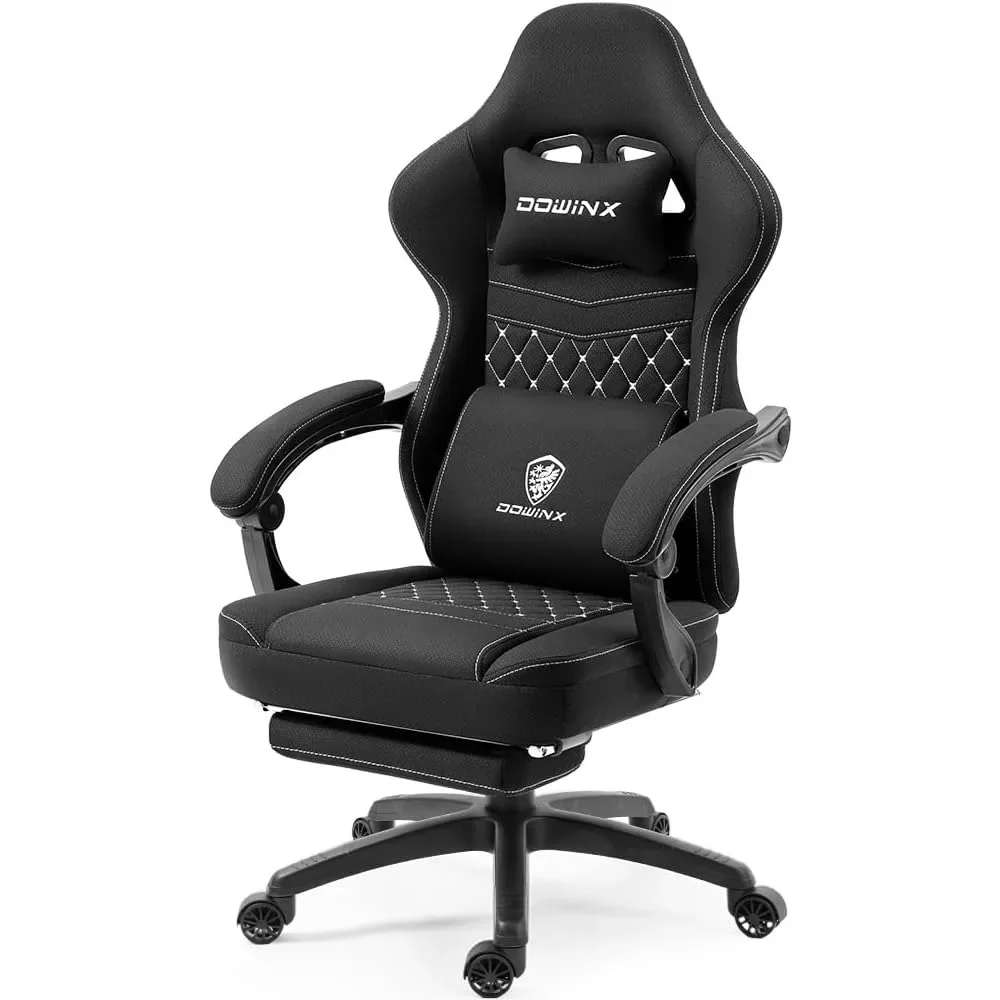 

Gaming Chair Breathable Fabric Game Chair with Gel Pad and Storage Bag, Comfortable Gamer Chair with Pocket Spring Cushion