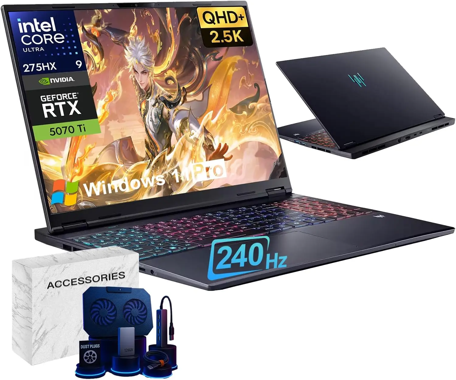 

acer Predator Helios Neo 16S Gaming Laptop Computer 5070Ti 12GB GDDR7, RGB KB, Win 11 Pro, Accessories(64 GB RAM, 2 TB SSD)