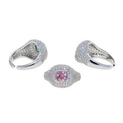 AAA Cubic Zirconia Tail Rings for Women Green Blue Pink Stones Silver Color 2023 Fashion Jewelry for Party Anillos Mujer