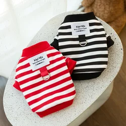 Autumn and Winter Dog Minimalist Stripes Pullable Sweater Casual Cat Two Legged Teddy Pomeranian Pet Clothing Dog Clothes