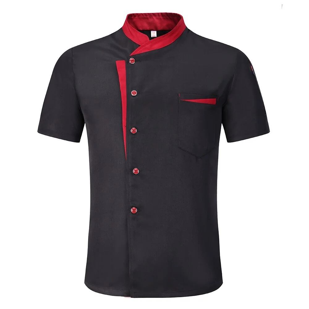 Chaqueta de Chef de manga corta para hombres y mujeres, uniforme de trabajo de cocina de Hotel, camisa de cocina de restaurante, chaqueta + sombrero + delantal