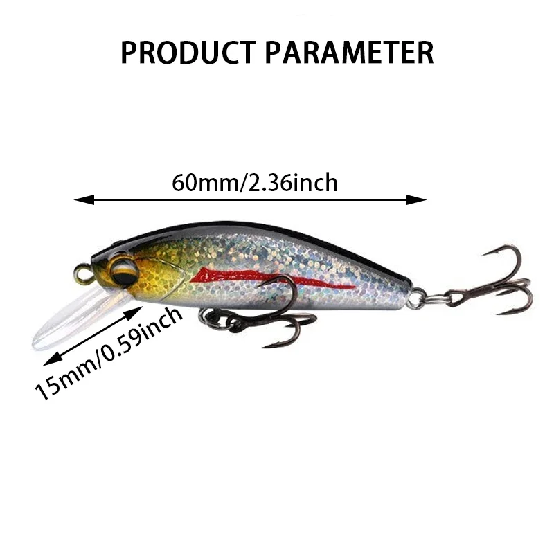 1 قطعة 6 سنتيمتر 11 جرام غرق أسماك الصيد إغراء طويل الصب المتذبذب cranbait الاصطناعي الطعم الثابت ل باس بايك سمك السلمون المرقط صيد السمك