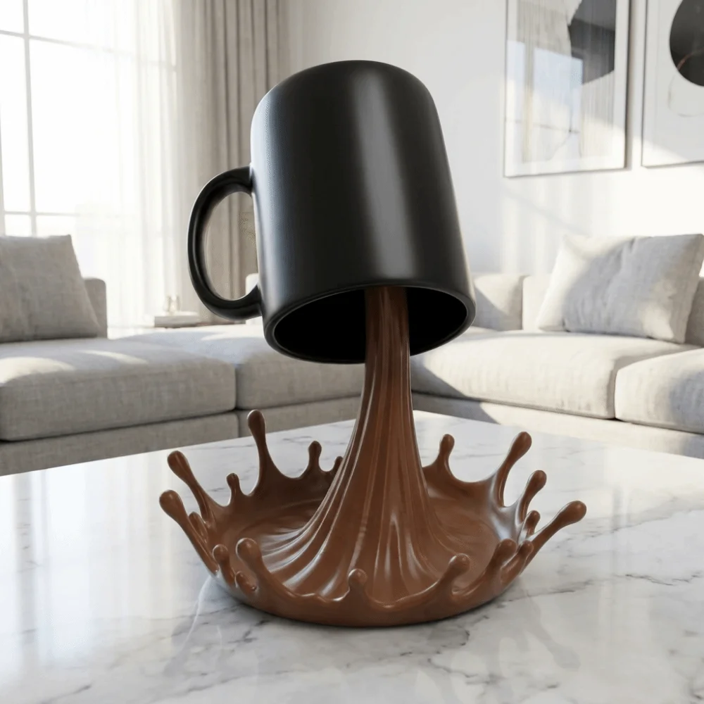 Decorative 3D Printed Water Splash Shaped Cup Holder Creative Plastic Water Spray Cup Holder Table Ornament Studios
