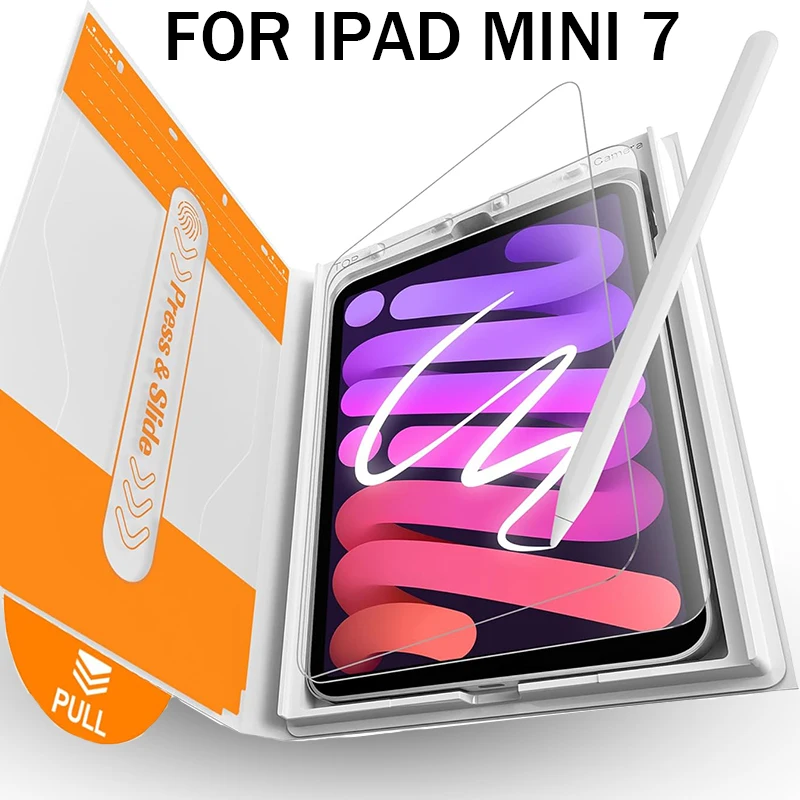 

Для iPad Mini7 Mini6 Защитные пленки из закаленного стекла без пыли Простой монтажный комплект HD Прозрачная защитная стеклянная пленка с полным покрытием