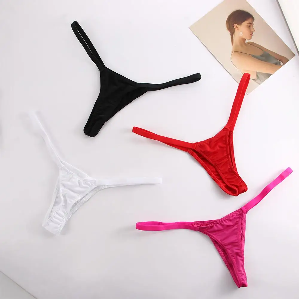 

Intimate Female Milk Silk Cotton T-Back Low Rise Women Panties Sexy Lingerie Cotton G-String Sexy Thong