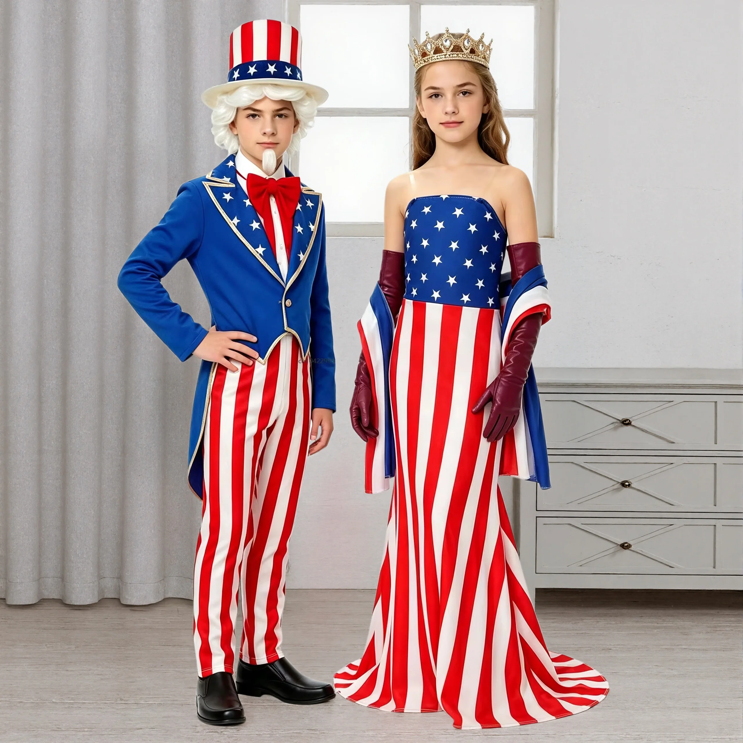 

Enfant American Independence Day Costume Niño Uncle Patriotic Role Play Outfit Clothing Halloween Performance Dress New 2026