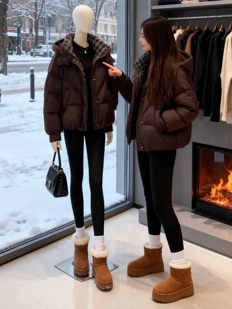 

Faionable ort Thiened Fce Women's Jaet Loose Fit Warm Winter New Arrival Korean Sle Commute Element Splice