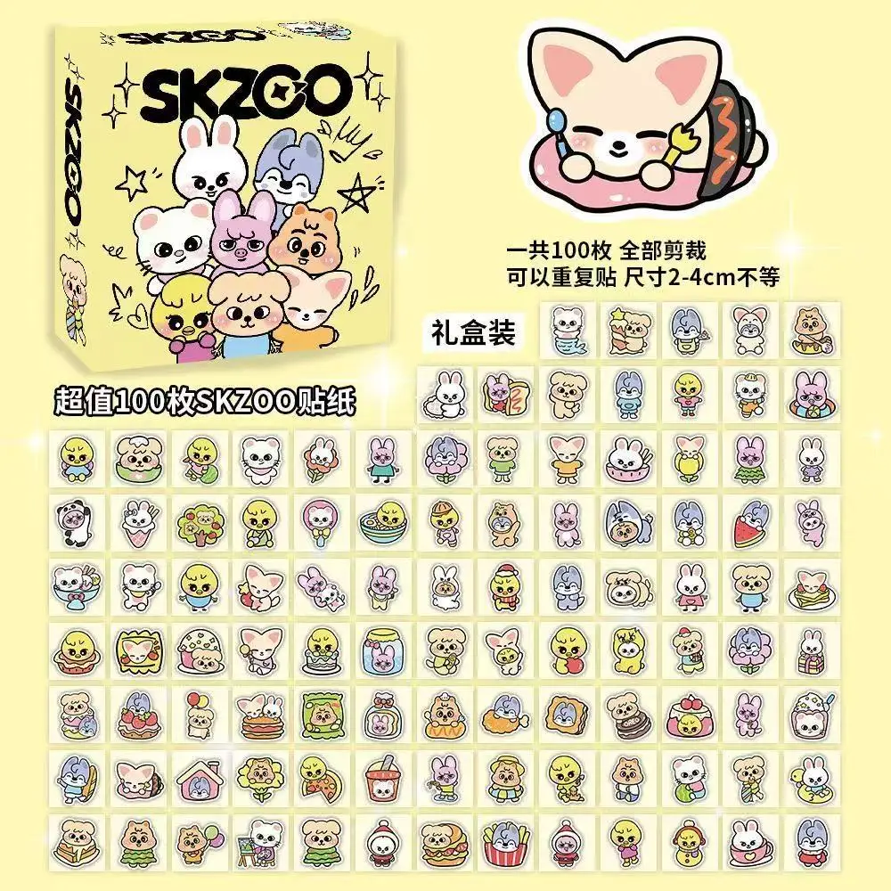 

straykids kpop In Stock 100Pcs SKZOO Stickers Cute Cartoon Animal Waterproof DIY Decals for Laptop Notebook