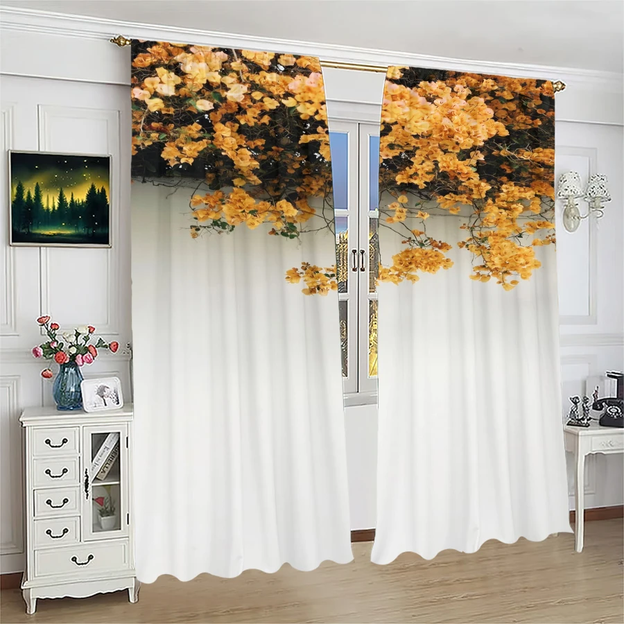 

2 шт.-шторы с принтом желтых роз, шторы для сумок-полодов, рождественские украшения, украшения для дома, украшения для комнаты
