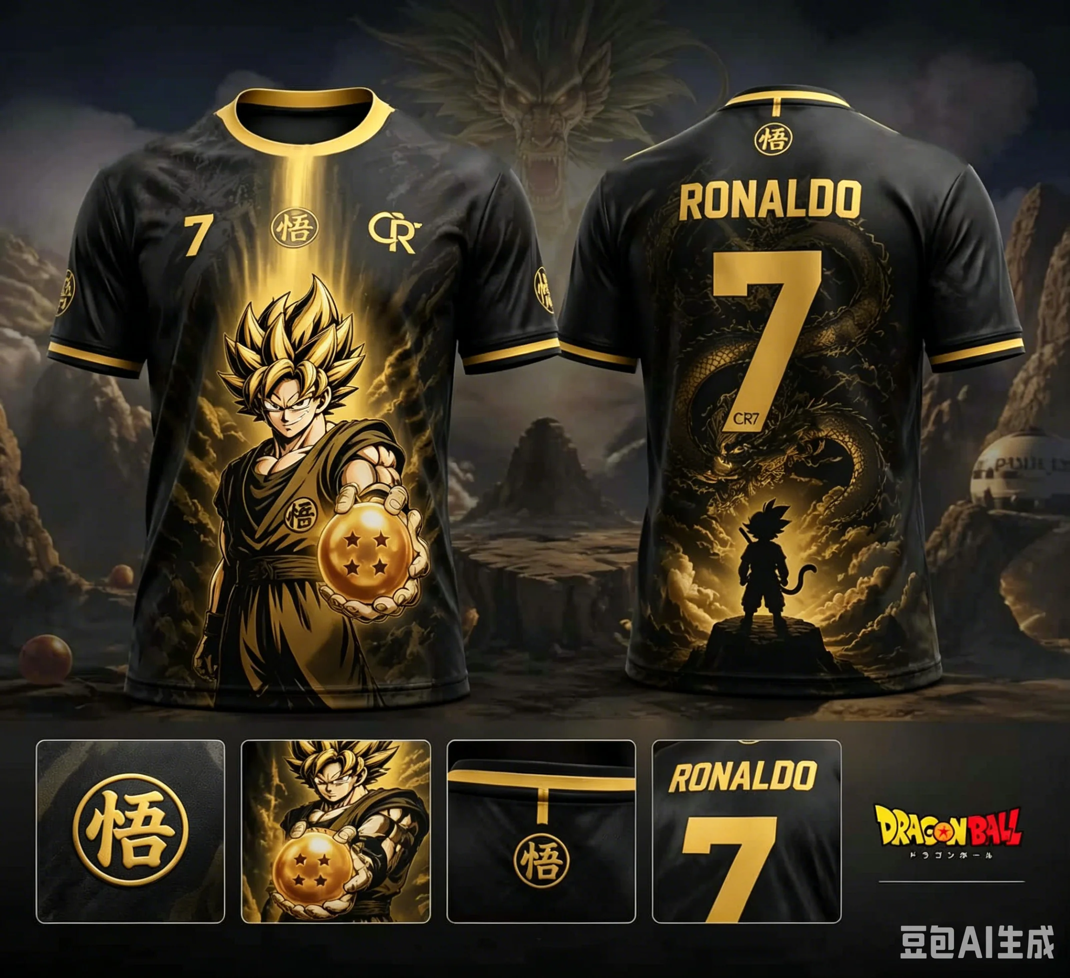 2026 Sommer Neue Anime Dragon Ball/Ronaldo #   Kinder/Erwachsene Großes, lockeres, schnell trocknendes Fußball-Sport-T-Shirt mit kurzen Ärmeln