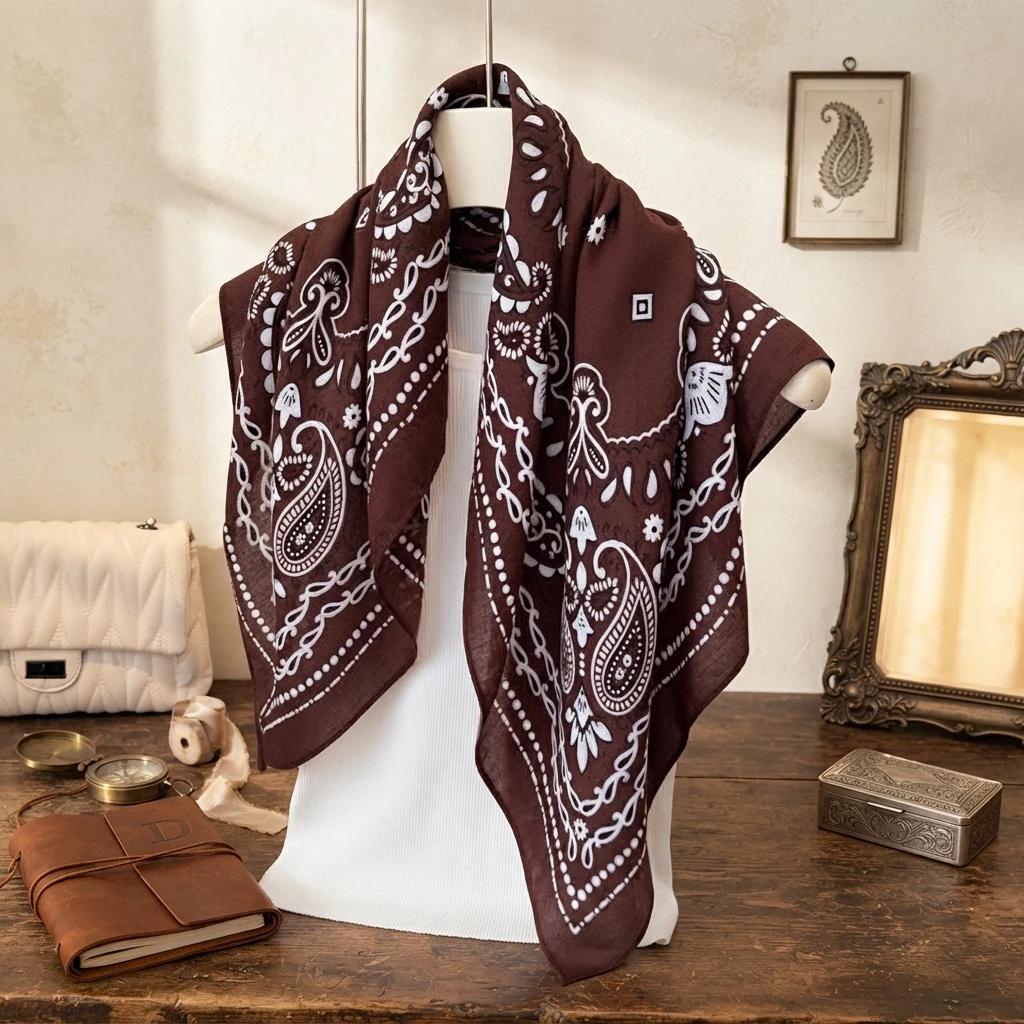 Luxuriöser Paisley-Cashew-Print, 70x70cm, quadratischer Schal, weicher Schal, Halstuch, Bandana, Hijab für Damen, elegante Dekoration
