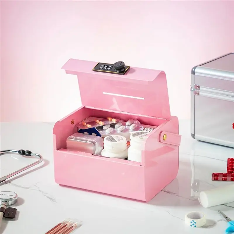 A84X-Piggy Bank For Kids Small Cash Box With Combination Lock For Office,Home,School For Phone/Medicine Safe/Food Home/ Pink