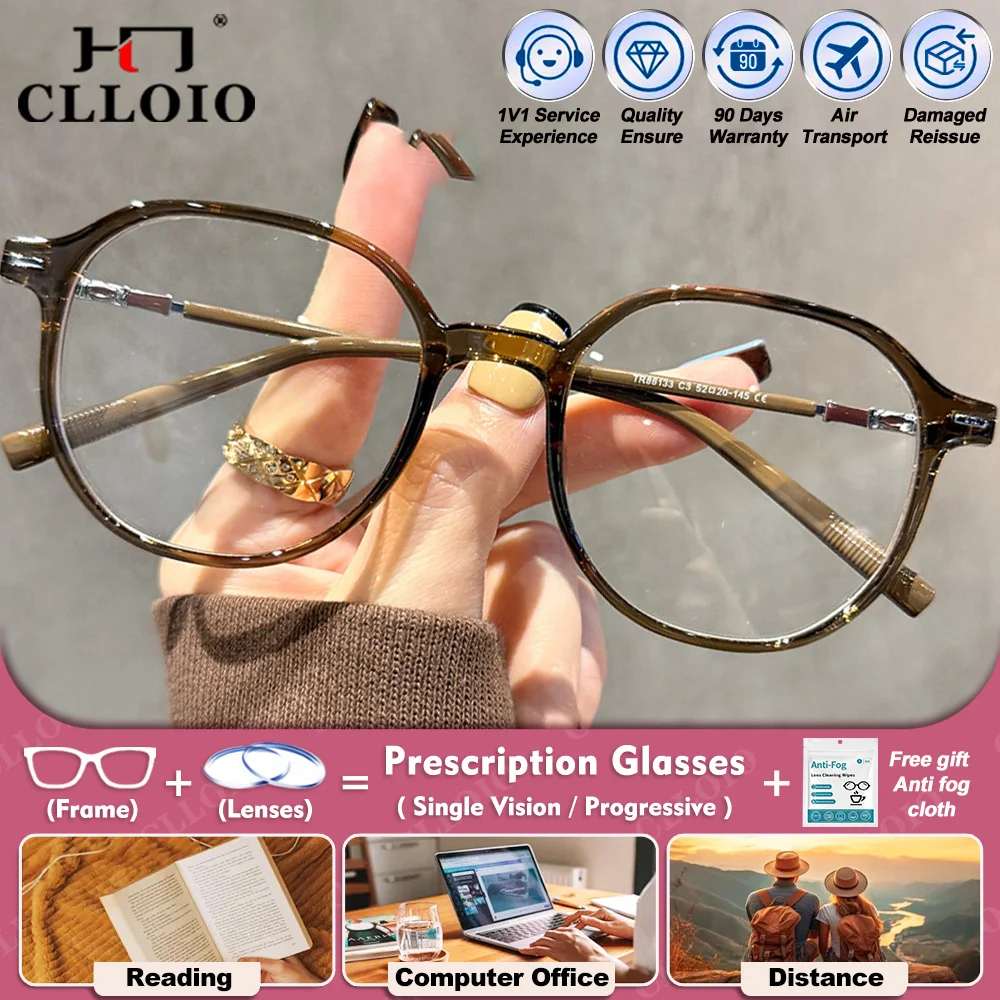 

CLLOIO New Design Square Frame Multifocal Prescription Glasses For Women Anti Blue Ray Myopia Hyperopia Computer Optical Eyeware