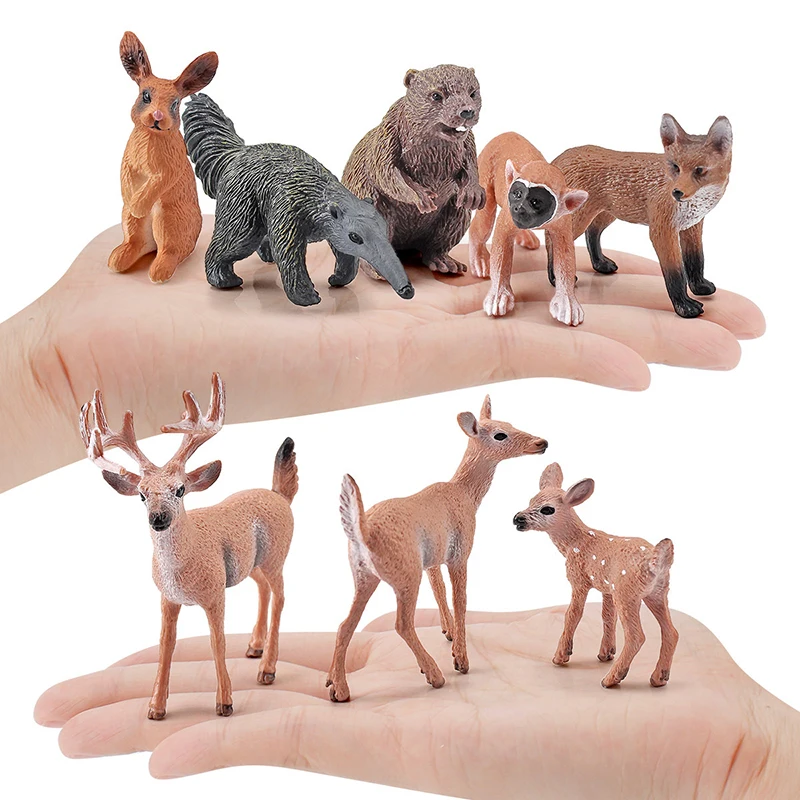 Simulation Forest Animal Models Beavers / Anteaters / Squirrels / Monkeys / Rabbits / Whitetail / Deer / Small Fox Ornament Toys