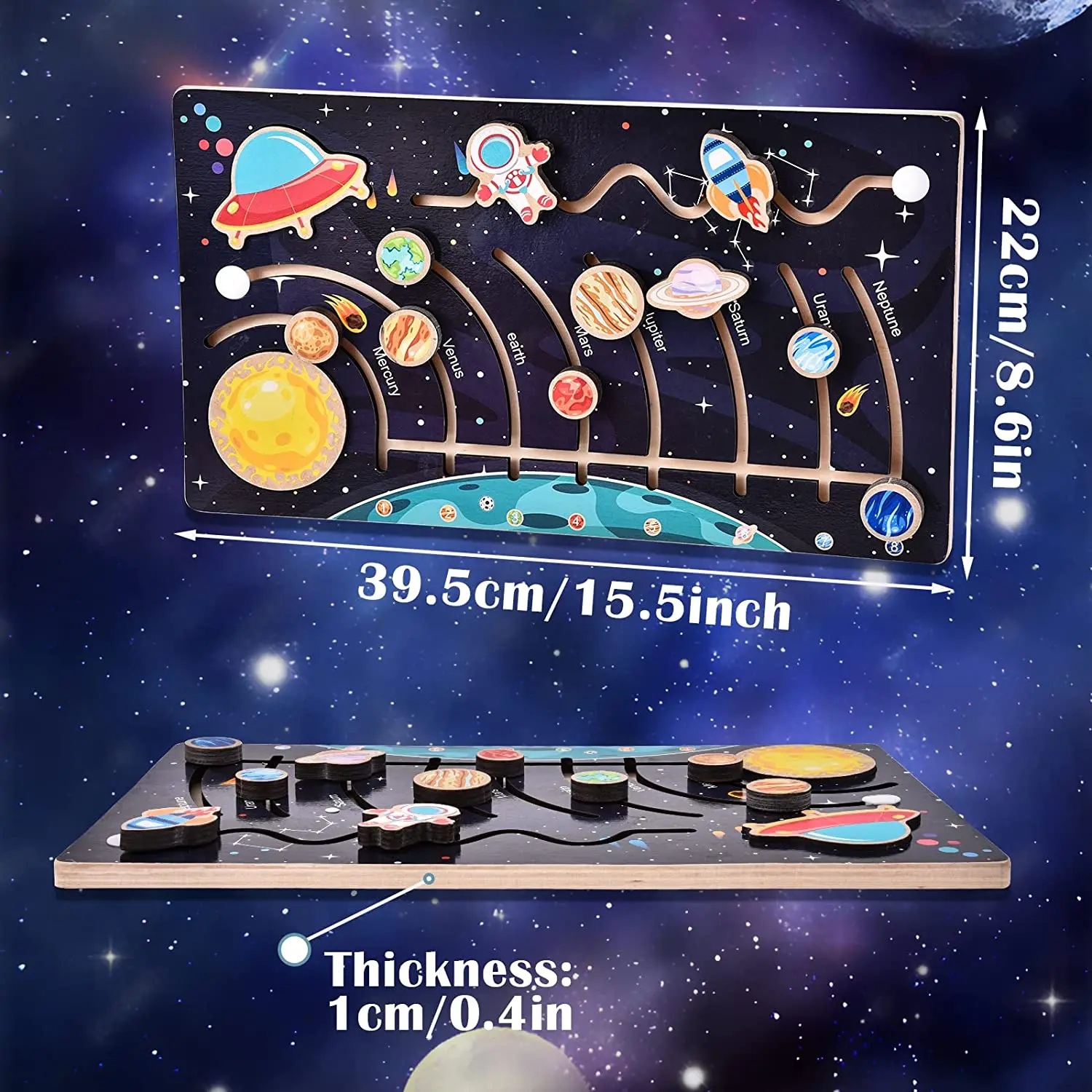 Wooden Solar System Puzzle for Toddlers Planet Toys Space Puzzles Preschool Learning Activities Montessori Educational Toys