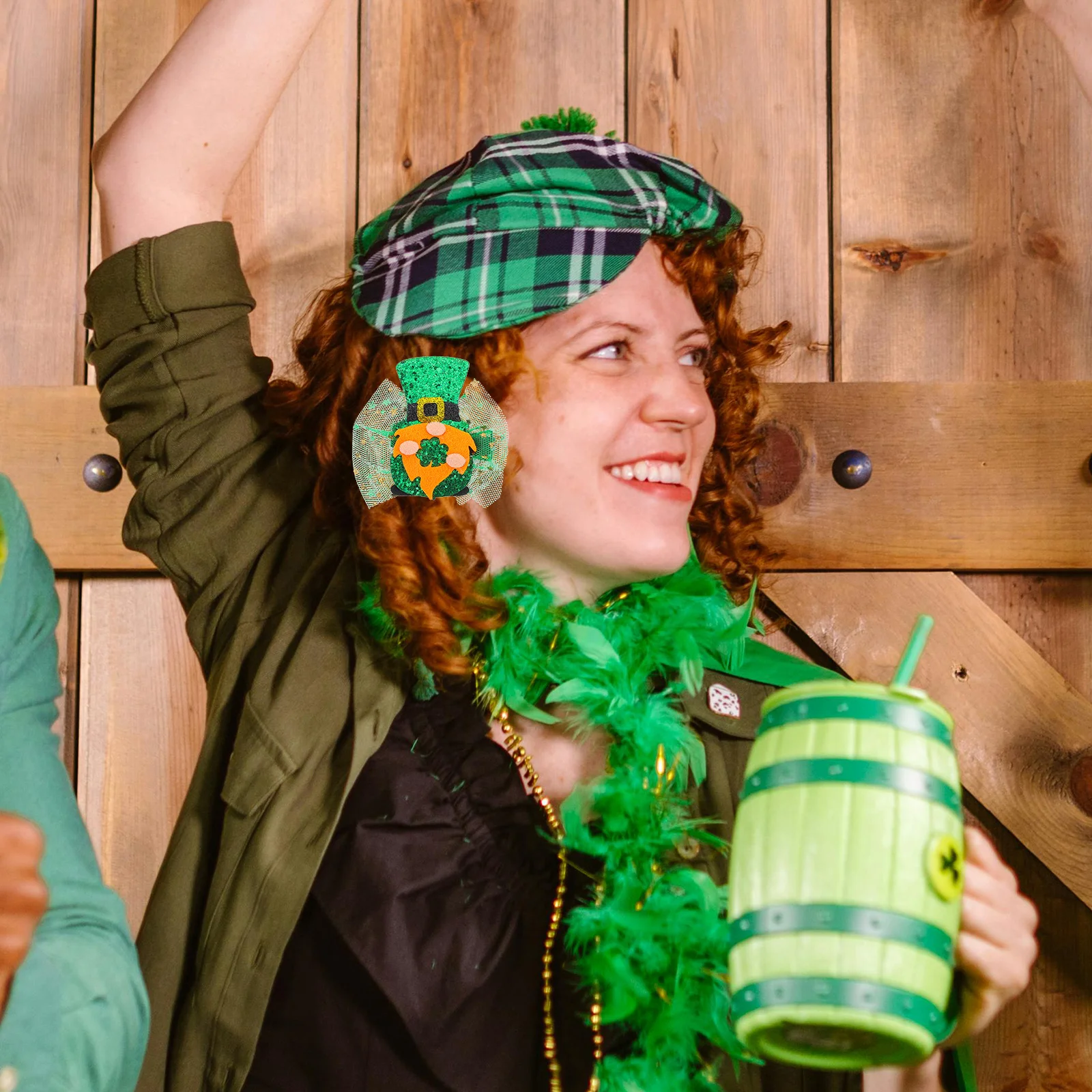 مشبك شعر شبكي للمهرجانات الأيرلندية الإبداعية، إكسسوارات تزيين من التول خفيفة الوزن ورائعة للاحتفال بحفلات عيد القديس باتريك #5