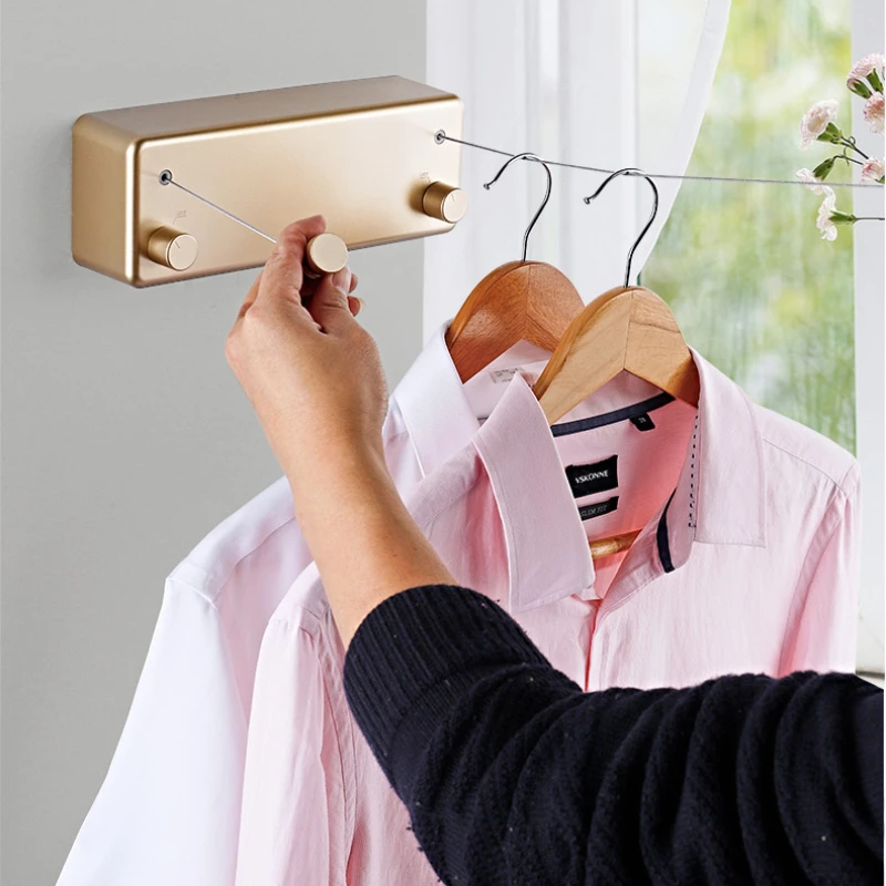 

Non-perforated clothesline, indoor shrinkage drying artifact, hanging sunbathing clothes, invisible telescopic drying rack, wire