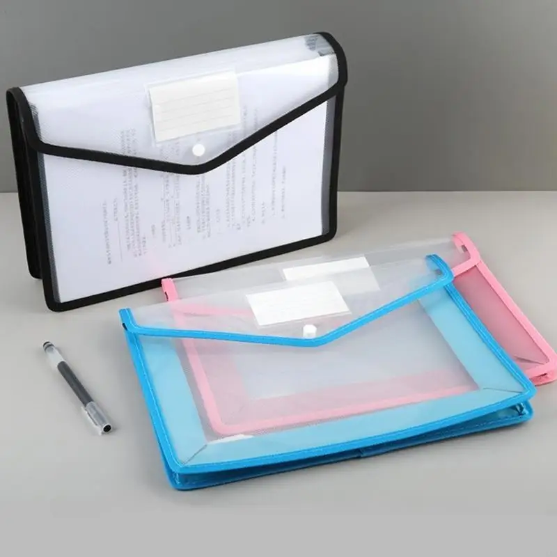 

Y5JB File Folder Wallet Horizontal/Vertival Folder with Label Window Button Closure Water Resistant Document Organizers