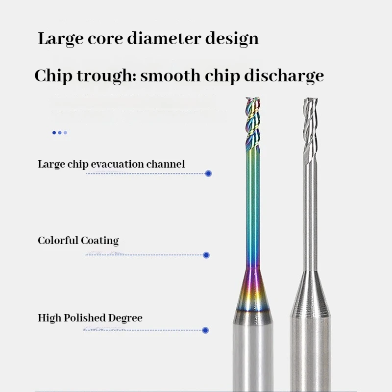 

HRC65 1pc 3 Flute Long Flute Tungsten Carbide End Mill For Aluminum Deep Groove CNC Milling Cutter 1mm 1.5mm 2mm 2.5mm 3mm